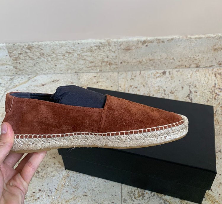 Espadrille 20 Ysl Embroidered In Dark Brown