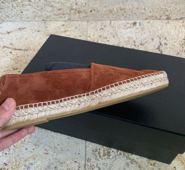 Espadrille 20 Ysl Embroidered In Dark Brown