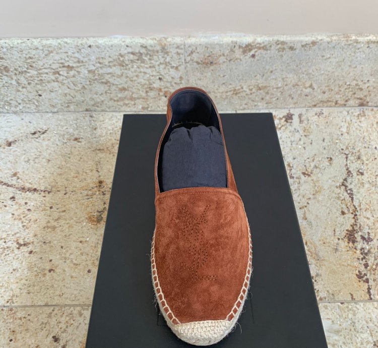 Espadrille 20 Ysl Embroidered In Dark Brown