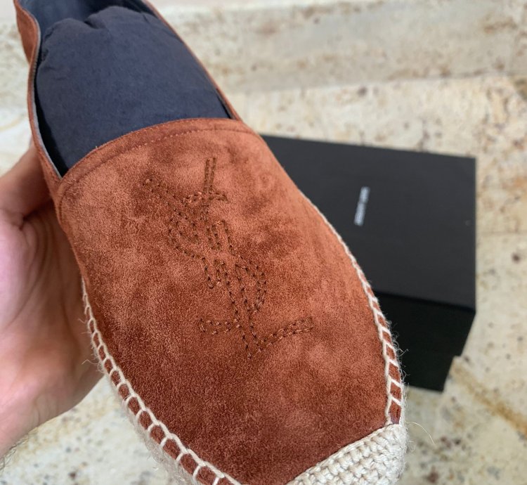 Espadrille 20 Ysl Embroidered In Dark Brown