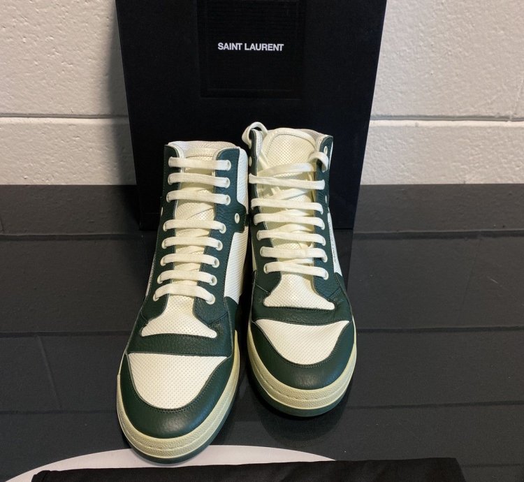 Hi-top Sneakers Saint Laurent Green And Coffe White
