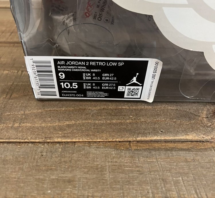 Jordan 2 Retro Low Sp Off-white Black Blue