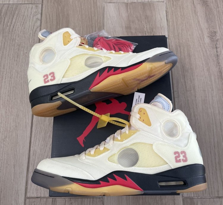 Jordan 5 Retro Off-white Sail Fire Red