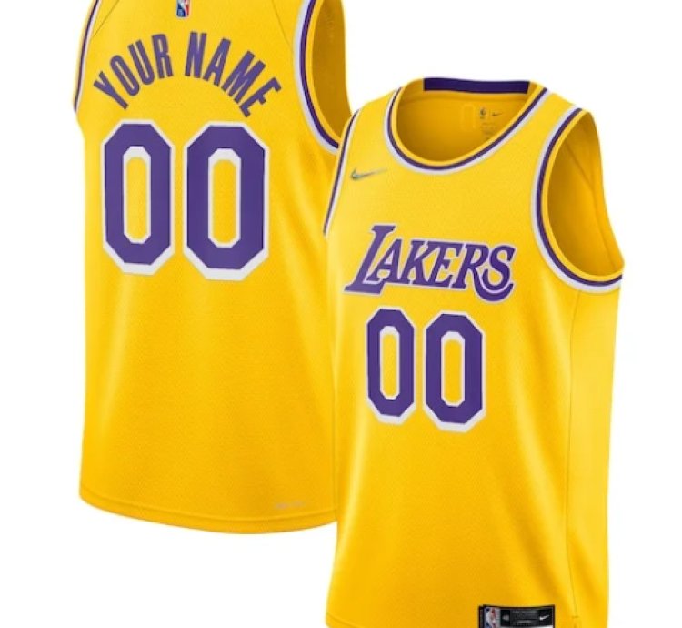 Los Angeles Lakers Nike 202122 Diamond Swingman Custom Jersey - Icon Edition - Gold