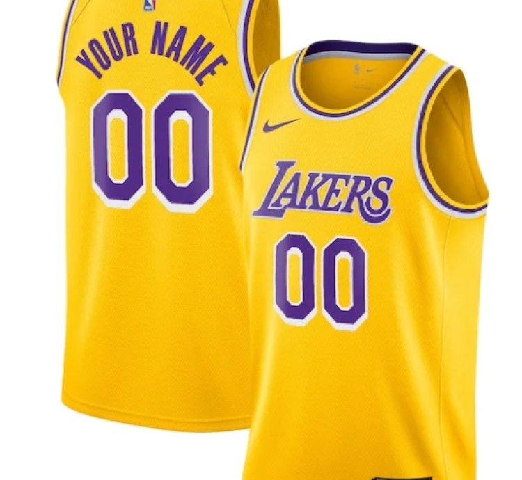 Los Angeles Lakers Nike Custom Swingman Jersey Gold - Icon Edition