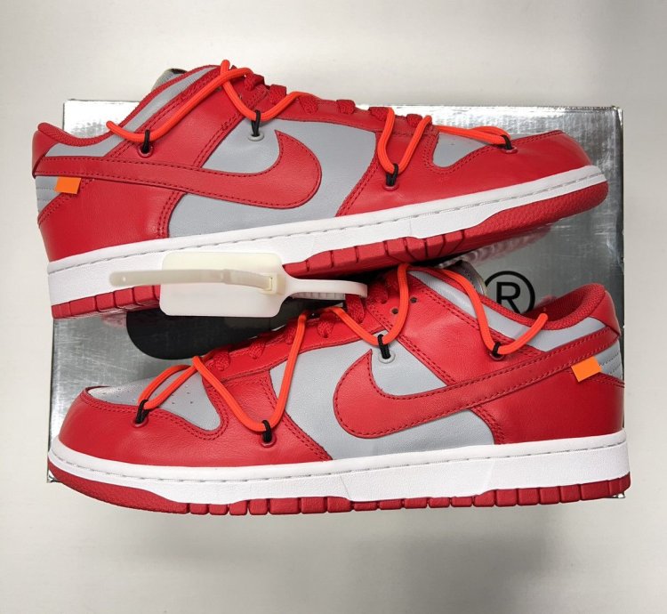 New Nike Off-white University Red Dunk Low Virgil Abloh