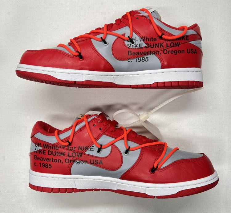 New Nike Off-white University Red Dunk Low Virgil Abloh