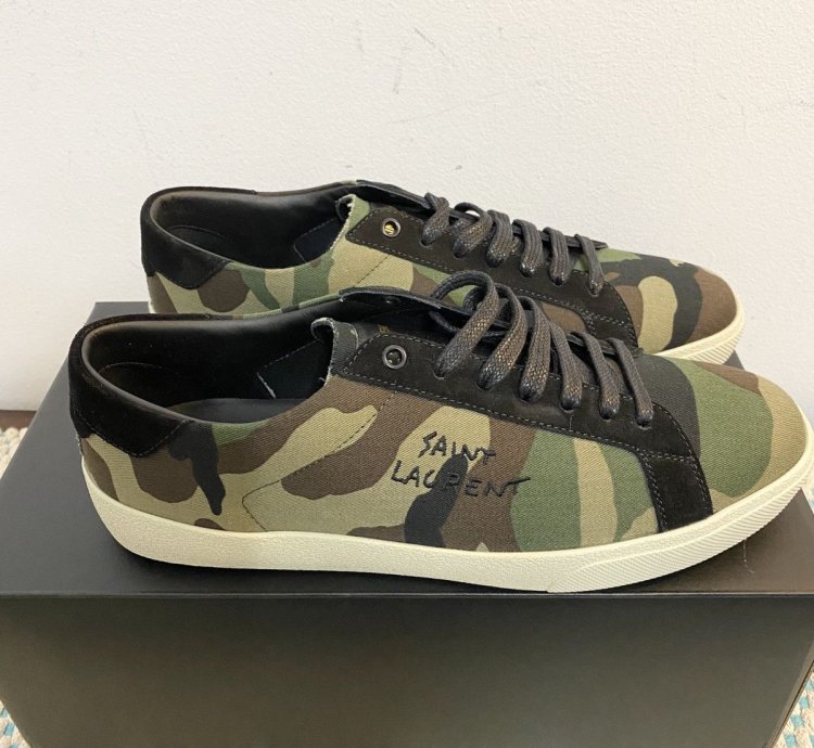 New Saint Laurent Camo Logo Court Sneaker