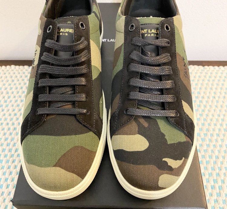 New Saint Laurent Camo Logo Court Sneaker