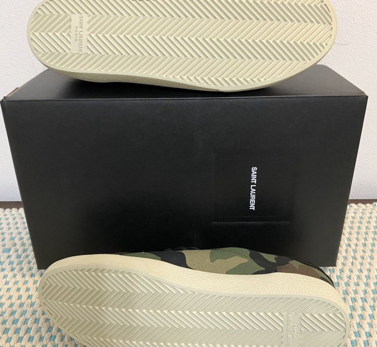 New Saint Laurent Camo Logo Court Sneaker