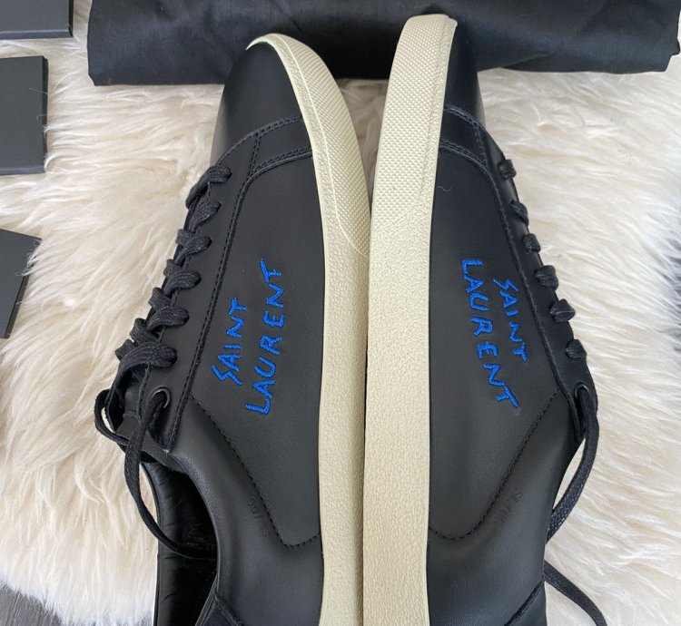 New Super Limited Runway Saint Laurent Logo Leather Sneakers