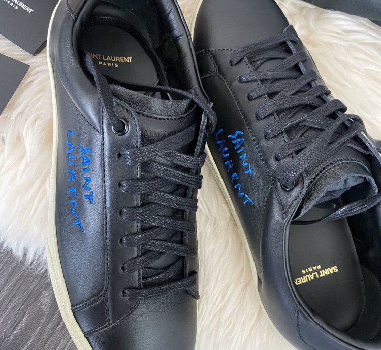 New Super Limited Runway Saint Laurent Logo Leather Sneakers