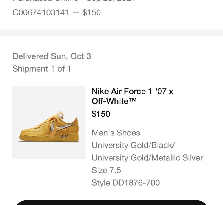Nike Air Force 1 Low Off-white University Gold Ica Lemonade