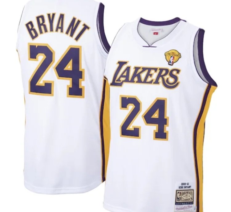 Los Angeles Lakers Kobe Bryant White 2009-10 Hardwood Classics Authentic Jersey