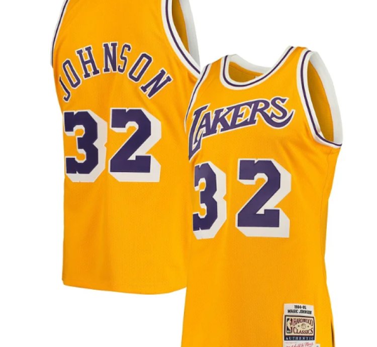 Johnson Los Angeles Lakers 198485 Hardwood Classics Authentic Jersey - Gold