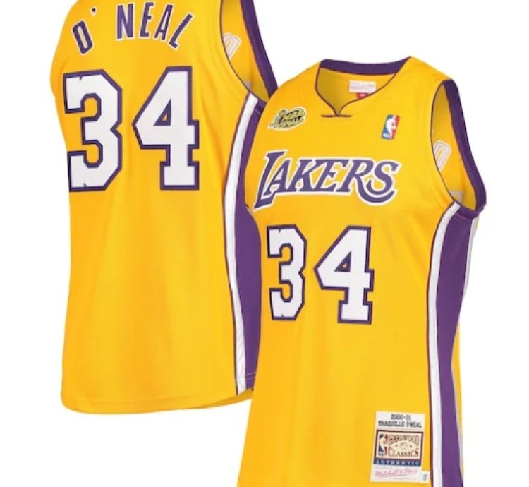Shaquille Oneal Los Angeles Lakers 2000 Nba Finals Hardwood Classics Authentic Jersey - Gold