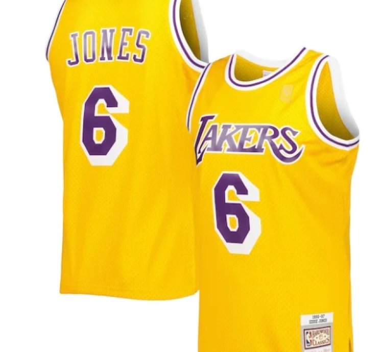 Eddie Jones Los Angeles Lakers 199697 Hardwood Classics Swingman Jersey - Gold