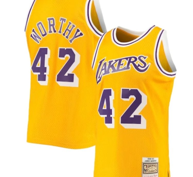 James Worthy Los Angeles Lakers 198485 Hardwood Classics Swingman Jersey - Gold
