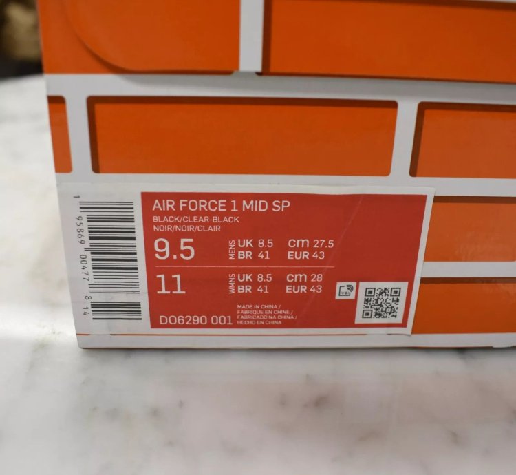 Nike Off White Virgil Abloh Air Force 1 Mid Sneakers Black Clear