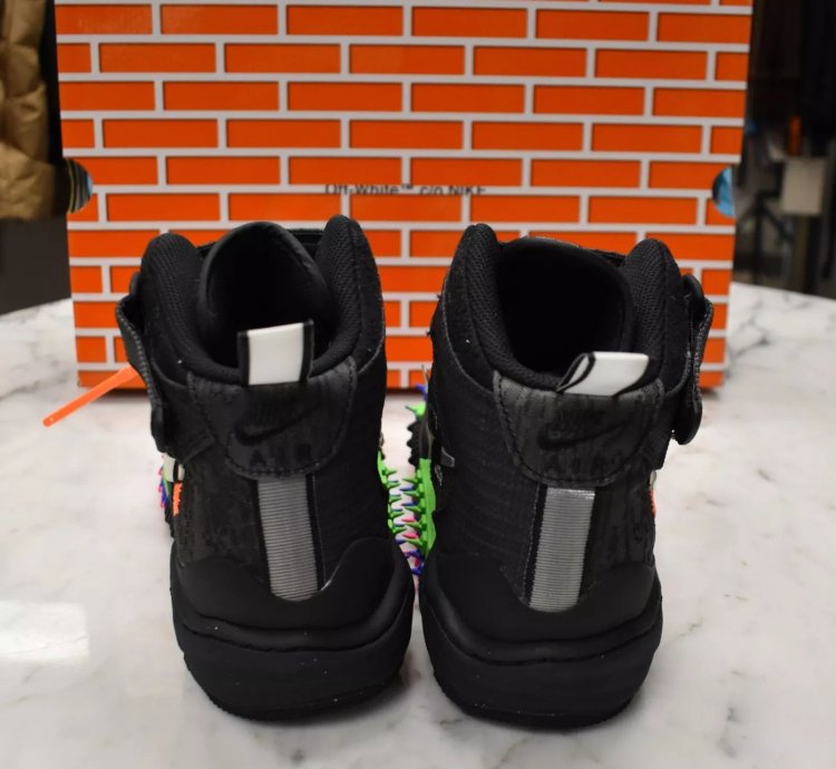 Nike Off White Virgil Abloh Air Force 1 Mid Sneakers Black Clear