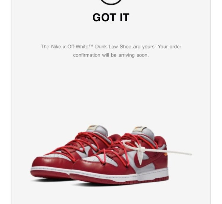 Nike Off-white University Red Dunk Low