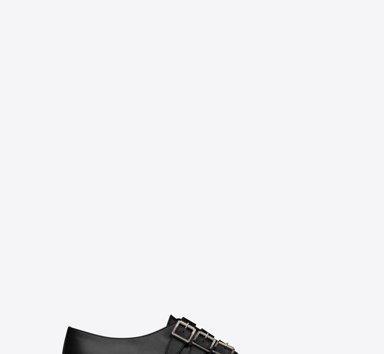 O1bcso1str0125 Stan Monkstraps In Smooth Leather In Black