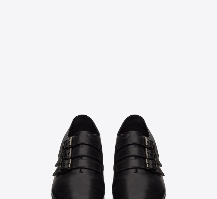 O1bcso1str0125 Stan Monkstraps In Smooth Leather In Black