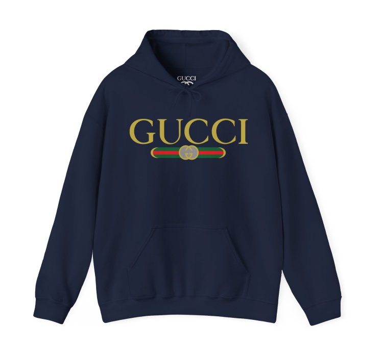 Gucci Gg Logo Navy Hoodie - Size Usa