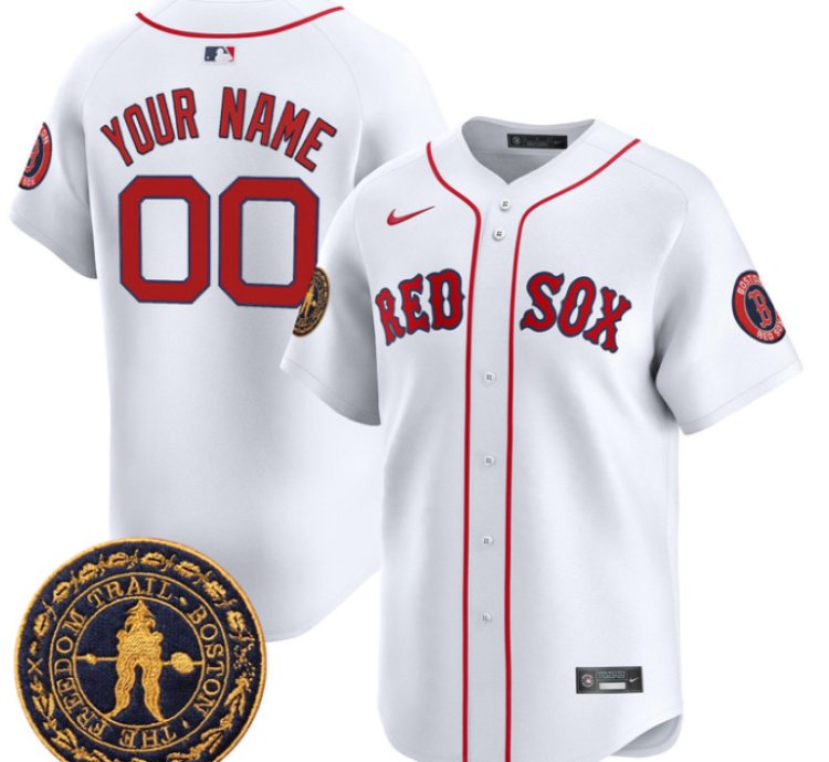 Custom Boston Red Sox Jersey Name Number Freedom Trail Patch Vapor Premier Limited Stitched White