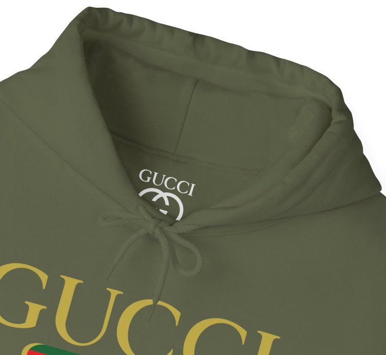 Gucci Gg Logo Military Green Hoodie - Size Usa