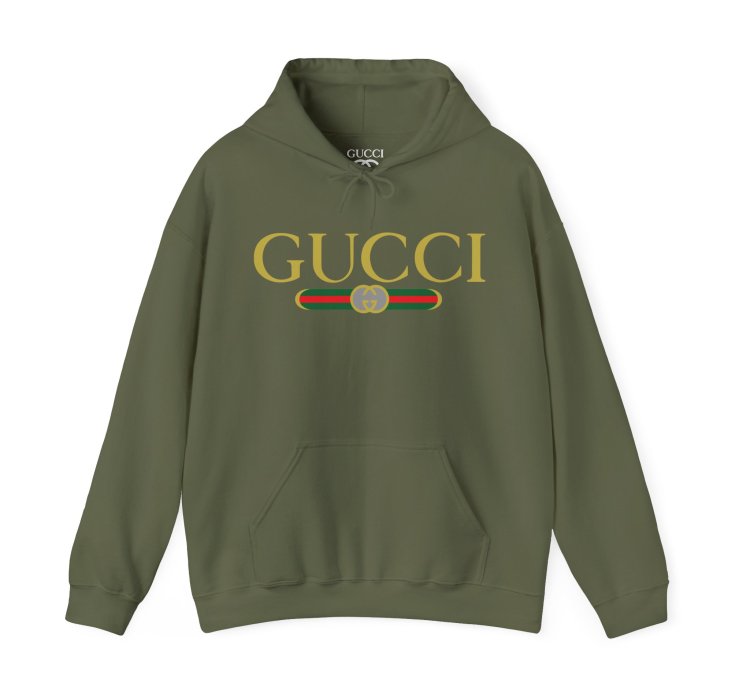 Gucci Gg Logo Military Green Hoodie - Size Usa