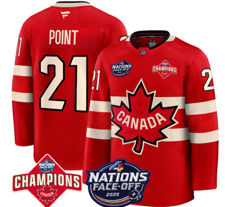 Mens Brayden Point Jersey 21 Canada 4 Nations Face-off 2025 Champions Red