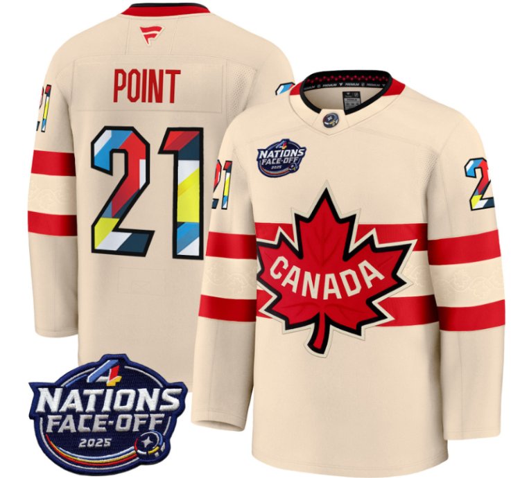 Mens Brayden Point Jersey 21 Canada 4 Nations Face-off 2025 V2 Stitched Cream