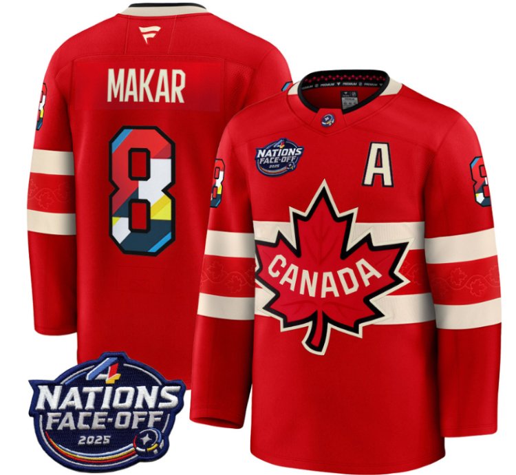 Mens Cale Makar Jersey 8 Canada 4 Nations Face-off 2025 V2 Stitched Red