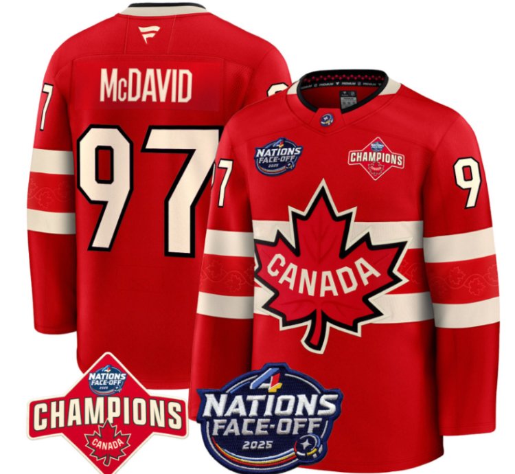 Mens Connor Mcdavid Jersey 97 Canada 4 Nations Face-off 2025 Champions Red