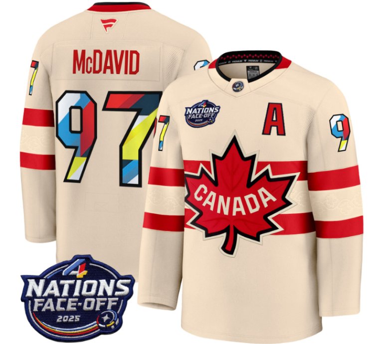 Mens Connor Mcdavid Jersey 97 Canada 4 Nations Face-off 2025 V2 Stitched Cream