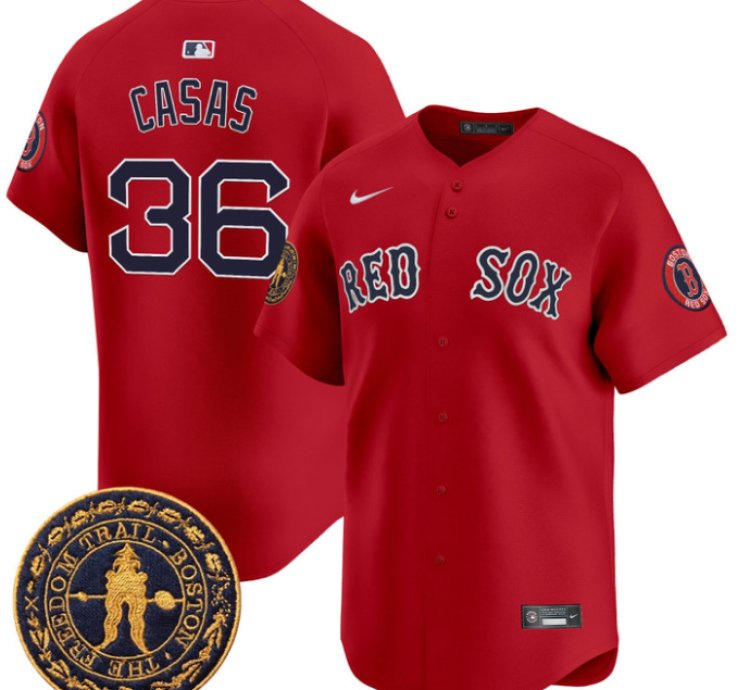Triston Casas Jersey 36 Boston Red Sox Freedom Trail Patch Vapor Premier Limited Stitched Red