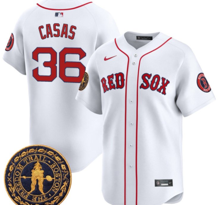 Triston Casas Jersey 36 Boston Red Sox Freedom Trail Patch Vapor Premier Limited Stitched White