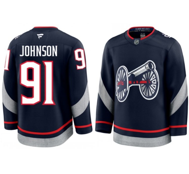 Mens Kent Johnson Jersey 91 Columbus Blue Jackets 2025 Stadium Series