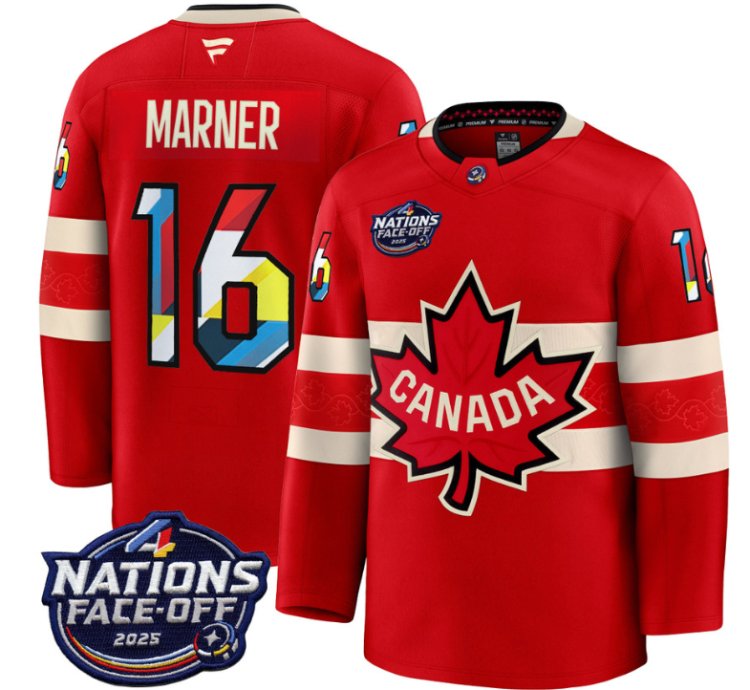 Mens Mitch Marner Jersey 16 Canada 4 Nations Face-off 2025 V2 Stitched Red