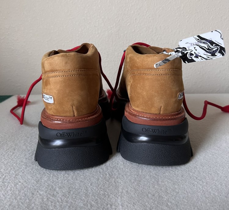 Off White Chunky Ridged Sole Low Top Boots In Brown