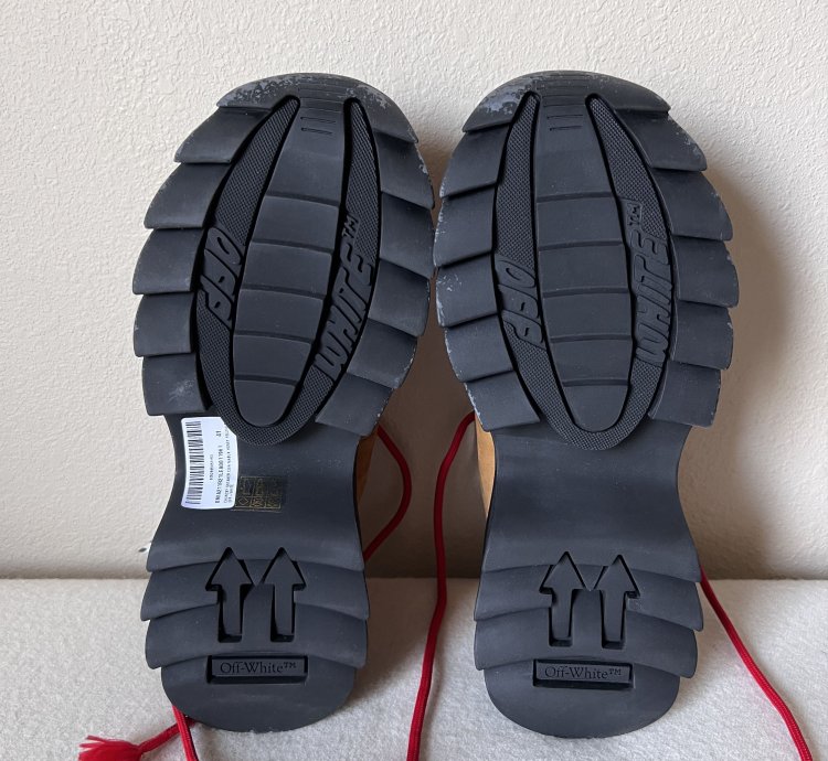 Off White Chunky Ridged Sole Low Top Boots In Brown