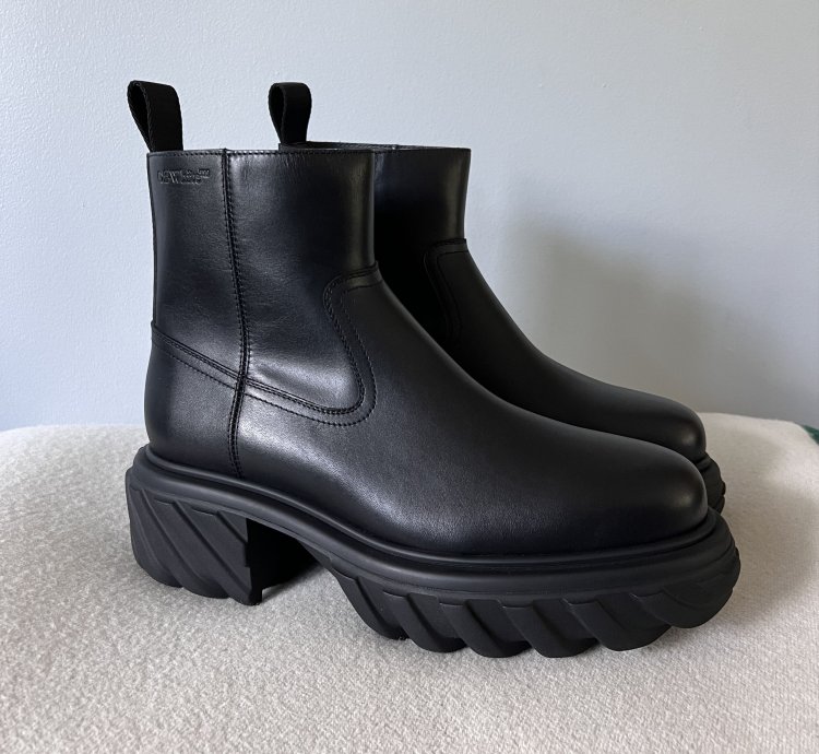 Off White Exploration Motor Ankle Boots In Black