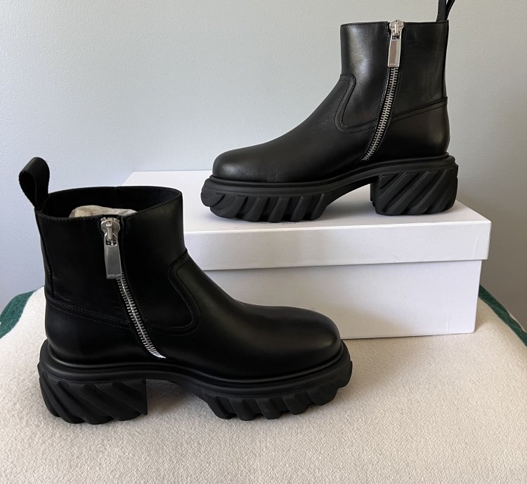 Off White Exploration Motor Ankle Boots In Black