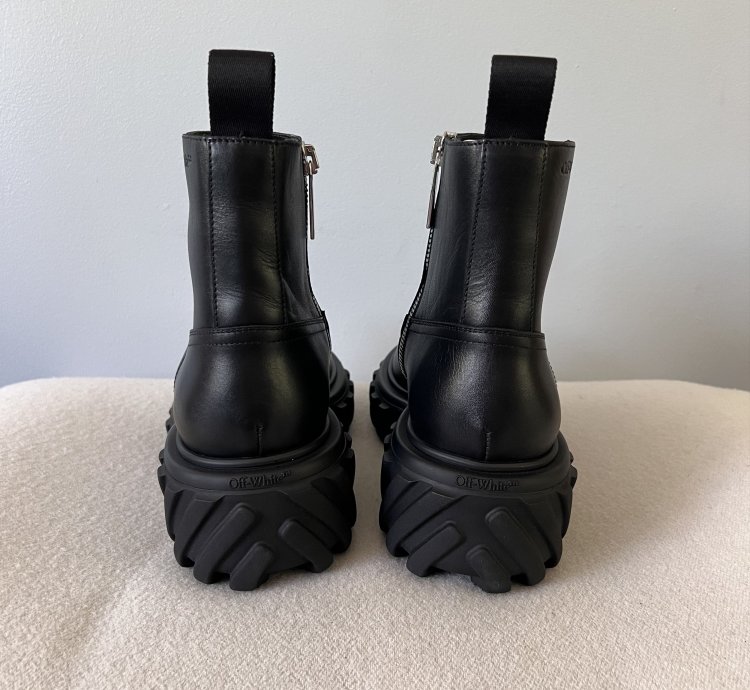 Off White Exploration Motor Ankle Boots In Black
