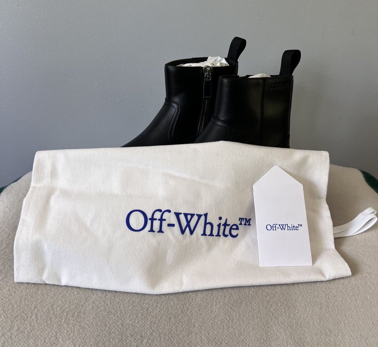 Off White Exploration Motor Ankle Boots In Black