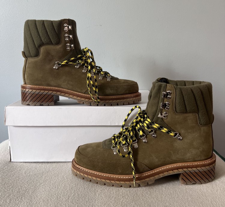 Off White Gstaad Suede Lace Up Boots In Sand Green