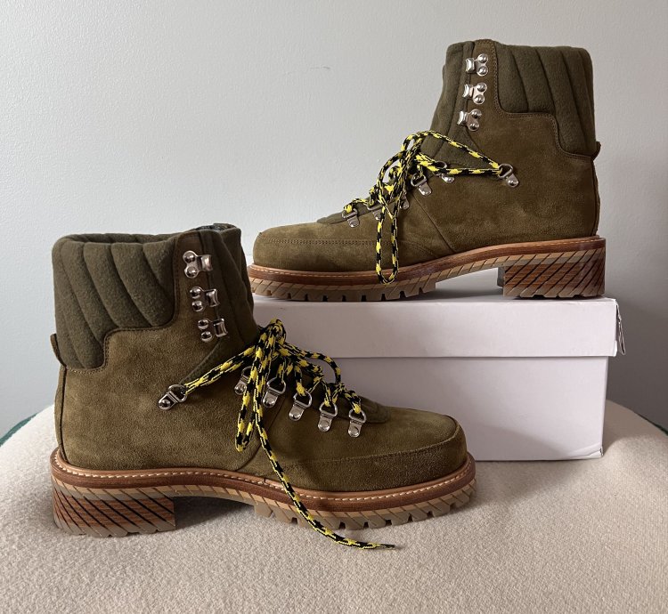 Off White Gstaad Suede Lace Up Boots In Sand Green
