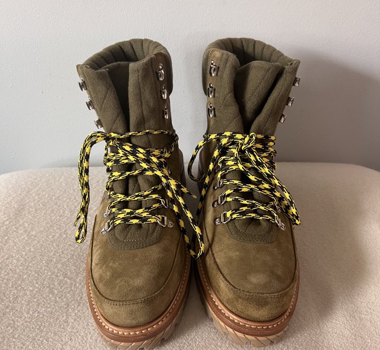 Off White Gstaad Suede Lace Up Boots In Sand Green