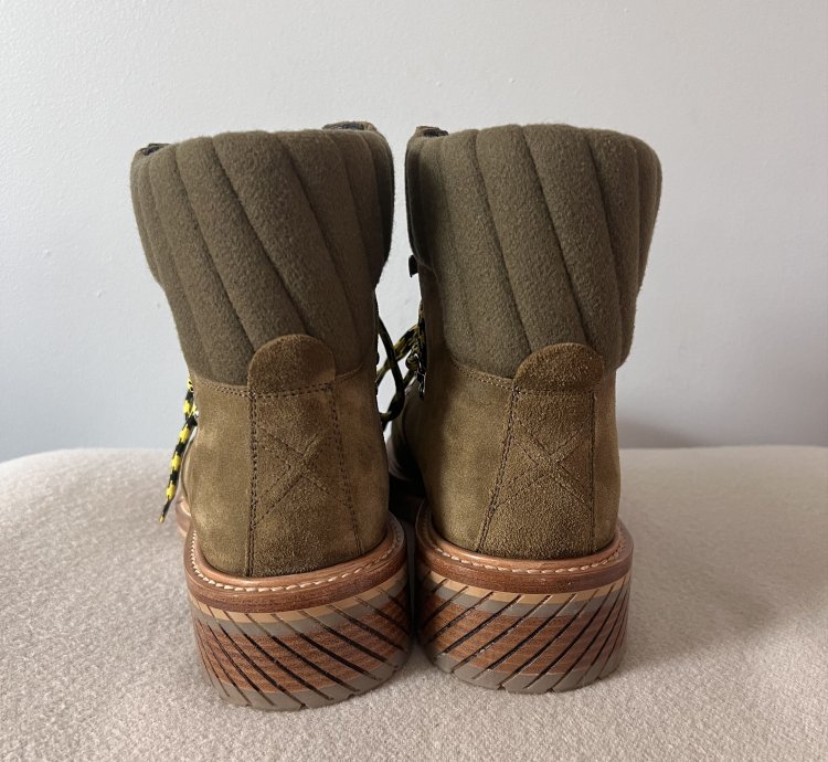 Off White Gstaad Suede Lace Up Boots In Sand Green